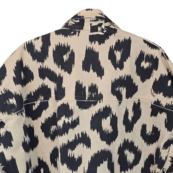 The Attico Leopard Print Denim Shirt Jacket Oversized Tan Black Size EU 42, US 6 - Picture 11 of 16